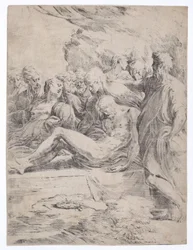 Grablegung nach links, 1529-1530
