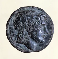 Münze mit dem Abbild von Mithridates I. (171 v. Chr. - 139 v. Chr.), König der Parther