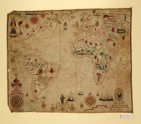 Portolankarte des Atlantischen Ozeans und angrenzender Kontinente