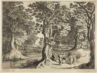 Wald mit fünf Personen