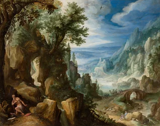 Gebirgslandschaft mit dem heiligen Hieronymus, 1592