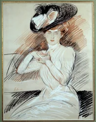 Madame Helleu. Zeichnung von Paul Helleu (1859-1927), 20. Jahrhundert