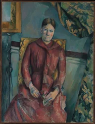 Madame Cézanne (Hortense Fiquet, 1850-1922) in einem roten Kleid