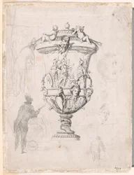Figurenstudien um eine Gravur einer Zier-Vase