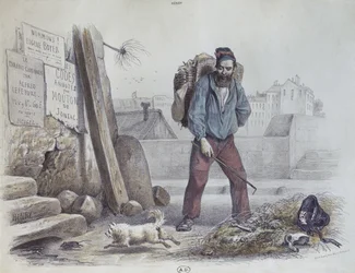 Ausgehungerter Mann während der Pariser Kommune