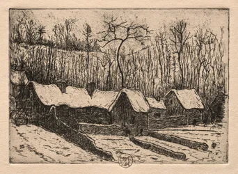 Sechs Radierungen: Die strohgedeckte Bäckerei, Auvers, 1895