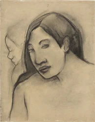 Köpfe tahitianischer Frauen, Frontal- und Profilansichten, 1891-93