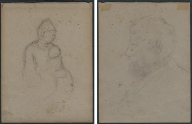 Mutter und Kind (recto); Profilbüste eines Mannes (verso)