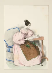 CHEZ SOI (September 1835) Kleid aus schottischem Batist