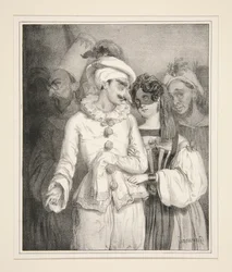Maskerade, nach einem Aquarell im Besitz des Künstlers.