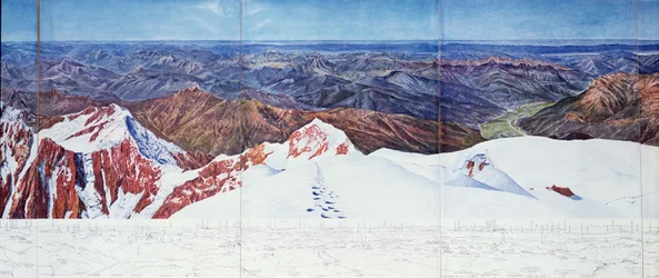 Panoramablick auf den Gipfel des Pelvoux im Massif des Ecrins, Französische Alpen