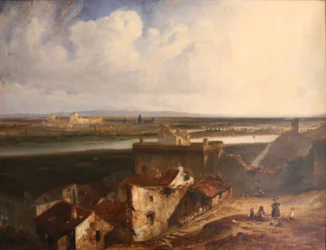 Gesamtansicht von Avignon und Villeneuve-les-Avignon, aufgenommen von innen Fort Saint-Andre