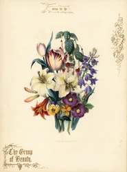 Blumenstrauß aus Lilien, Tulpe, Fuchsie, Tigerlilie