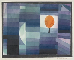 Der Bote des Herbstes (grün/violette Abstufung mit orangefarbenem Akzent)