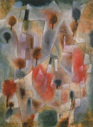 Landschaft mit blauen und roten Bäumen, 1920