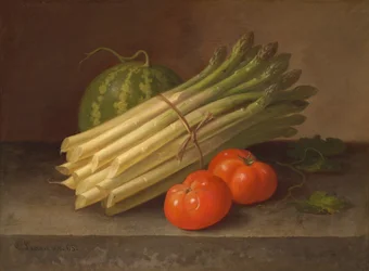 Spargel, Tomaten und ein Kürbis