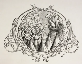 Angriff auf einen befestigten Ort, nach einer Miniatur aus dem 13. Jahrhundert