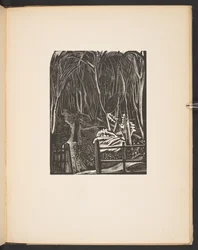 Winterwald, Illustration aus "Places. 7 Drucke reproduziert von Holzschnitten entworfen und graviert von Paul Nash, mit Illustrationen in Prosa". London, William Heinemann