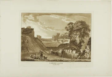 Cardiff Castle von Westen, Platte zwei aus Zwölf Ansichten in Wales