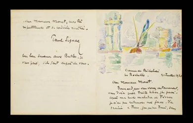 Eigenhändiger Brief an Claude Monet, 21. Juli 1920