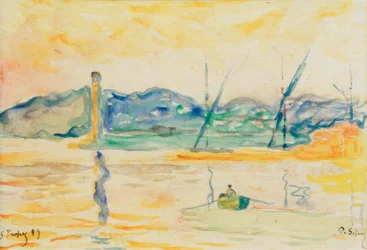 Hafeneinfahrt von Saint-Tropez bei Sonnenuntergang