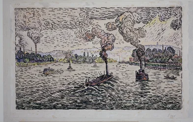 Die Seine mit Dampfschiffen