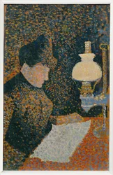 Frau unter der Lampe