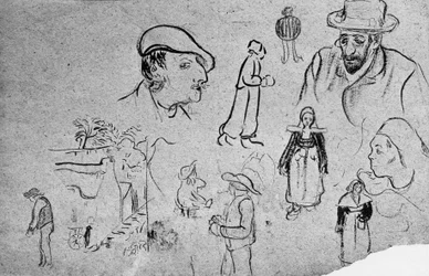 Paul Sérusier (1865-1927): Skizzen (Paul Gauguin oben links)