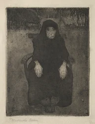 Sitzende alte Frau