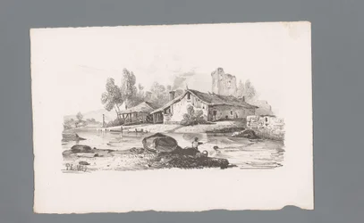 Ansicht eines Hauses an einem Fluss