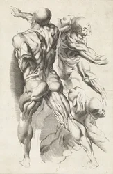 Anatomische Studie von drei Figuren mit ausgestreckten Armen (Das Zeichenbuch von Peter Paul Rubens)