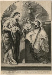 Madonna mit Kind erscheint dem knienden Heiligen Franziskus Xaverius