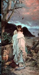 ""Medusa"" Darstellung einer der Gorgonen mit hypnotischem Blick - Gemälde von Pavel Alexandrovich Svedomsky (1849-1904) 1882 Staatliche Tretjakow-Galerie, Moskau