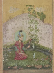 Detail von Humayun in einer Landschaft sitzend, aus dem Späten Shah Jahan Album, ca. 1650