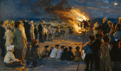 Mittsommerfeuer am Strand von Skagen
