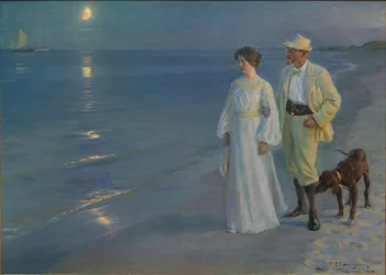 Sommerabend am Strand von Skagen, der Künstler und seine Frau