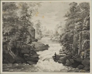Landschaft mit Wasserfall