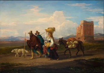 Landschaft mit Figuren und Ruine