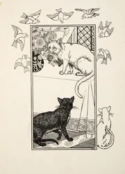 Eine besondere Einmischung, aus Hundert Anekdoten von Tieren, veröffentlicht 1924 (Gravur)