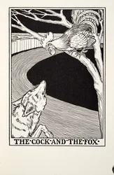 Der Hahn und der Fuchs, aus La Fontaines Fabeln, veröffentlicht 1905