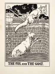 Der Fuchs und die Ziege, aus Hundert Fabeln von Äsop, veröffentlicht 1903