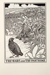 Der Hase und das Rebhuhn, aus Fontaine Fables, veröffentlicht 1905