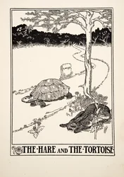 Der Hase und die Schildkröte, aus Hundert Fabeln von Äsop, veröffentlicht 1903
