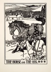 Das Pferd und der Esel, aus Hundert Fabeln von Äsop, veröffentlicht 1903