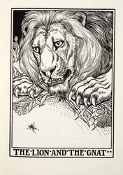 Der Löwe und die Mücke, aus Fontaine Fabeln, veröffentlicht 1905