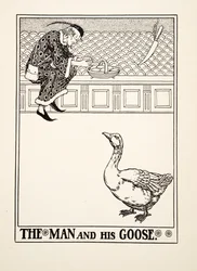 Der Mann und seine Gans, aus Hundert Fabeln von Äsop, veröffentlicht 1903 (Gravur)