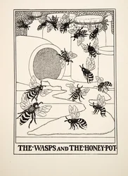 Die Wespen und der Honigtopf, aus Hundert Fabeln von Äsop, veröffentlicht 1903