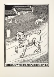 Der Hund mit den gestutzten Ohren, aus Fontaine Fabeln, veröffentlicht 1905
