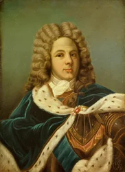 Porträt von Louis de Rouvroy, Herzog von Saint-Simon (1675-1755) Memorialist. Gemälde von Perrine Vigger Du Vigneau (1887). Dim 0,75 x 0,54 m