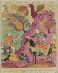Kampf zwischen Piran und Bizn, Illustration aus dem Shahnama (Buch der Könige) von Abul-Qasim Manur Firdawsi